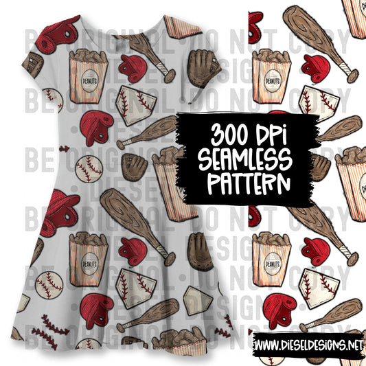 Boy Baseball Seamless | 300 DPI | 12" x 12" | Seamless File