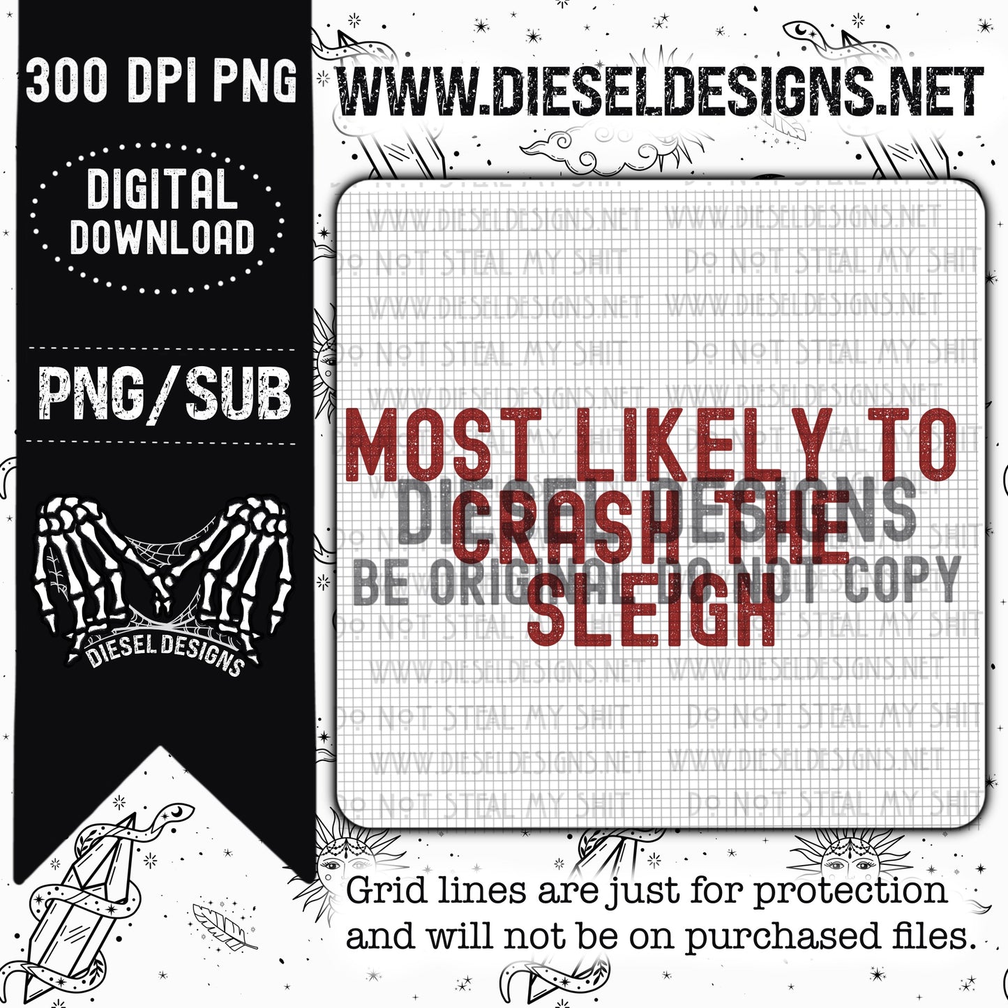 Crash The Sleigh   | 300 DPI | PNG |