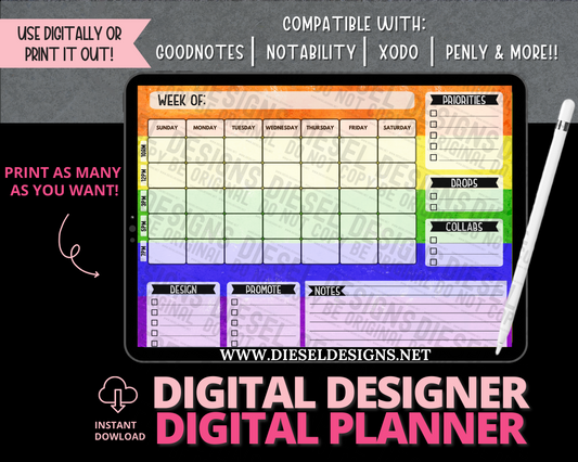 Planner 9 | Digital Designer Planner | 300 DPI | PNG & PDF included