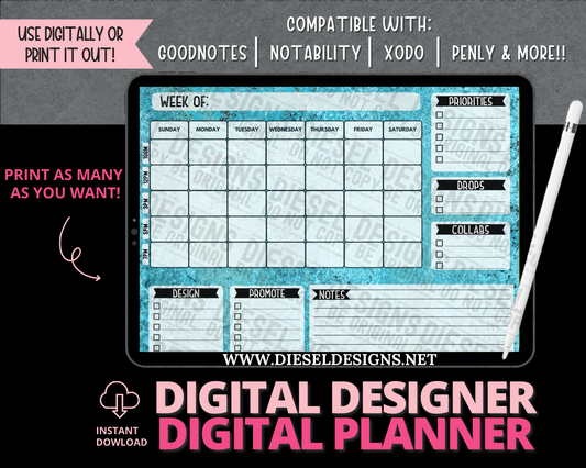Planner 11 | Digital Designer Planner | 300 DPI | PNG & PDF included