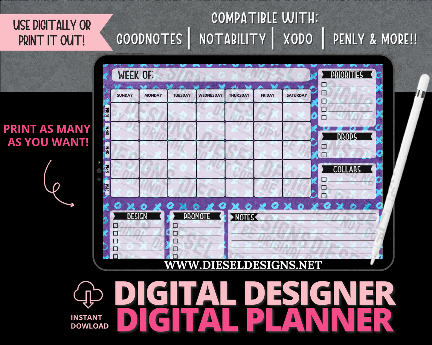 Planner 14 | Digital Designer Planner | 300 DPI | PNG & PDF included
