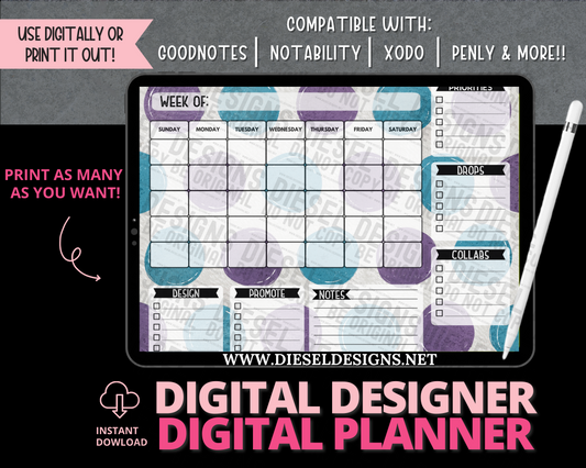 Planner 15 | Digital Designer Planner | 300 DPI | PNG & PDF included