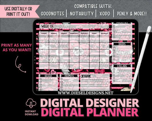 Planner 17 | Digital Designer Planner | 300 DPI | PNG & PDF included