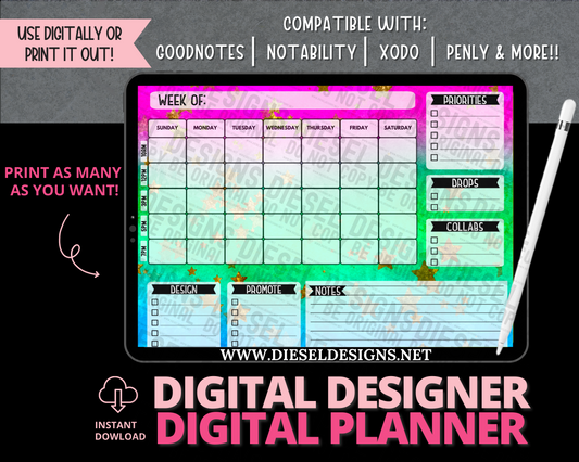 Planner 1 | Digital Designer Planner | 300 DPI | PNG & PDF included