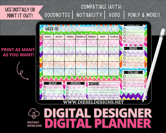 Planner 23 | Digital Designer Planner | 300 DPI | PNG & PDF included