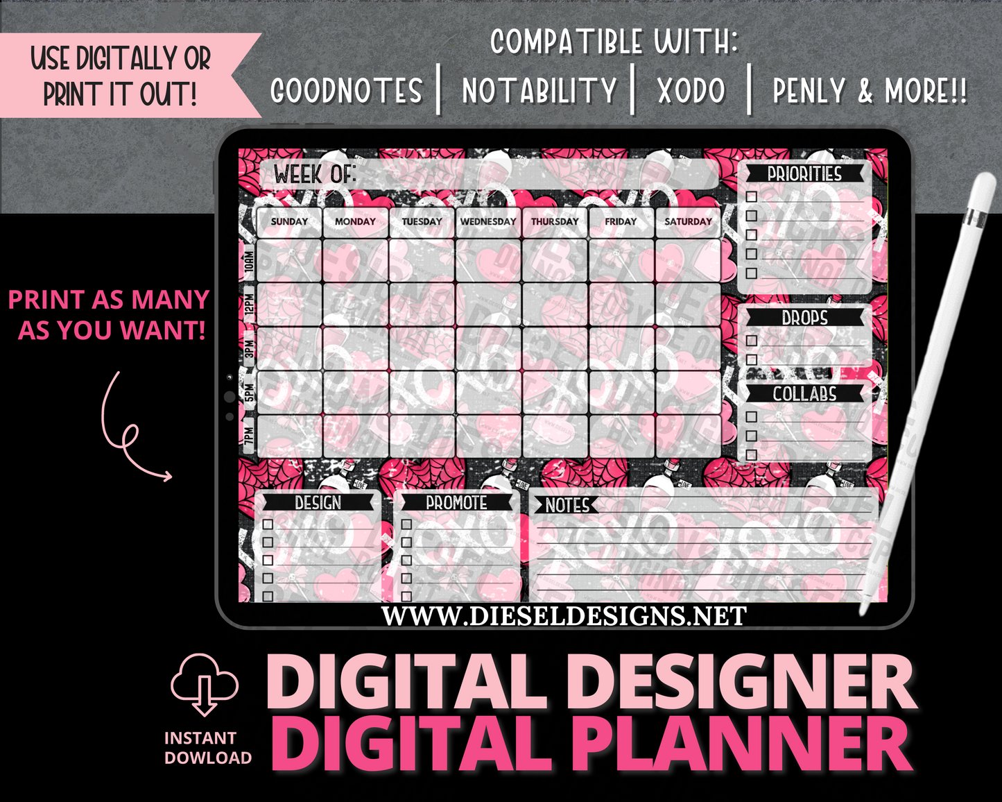 Planner 2 | Digital Designer Planner | 300 DPI | PNG & PDF included
