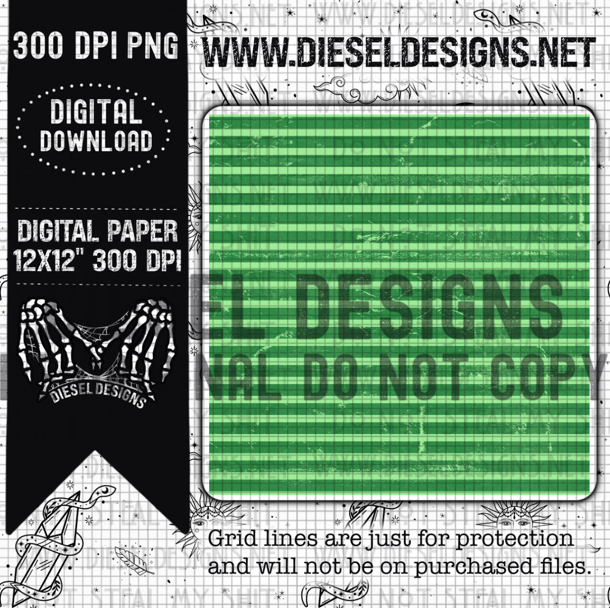 Digital Paper Grunge Stripes Green  | 300 DPI | Transparent PNG | Clipart |