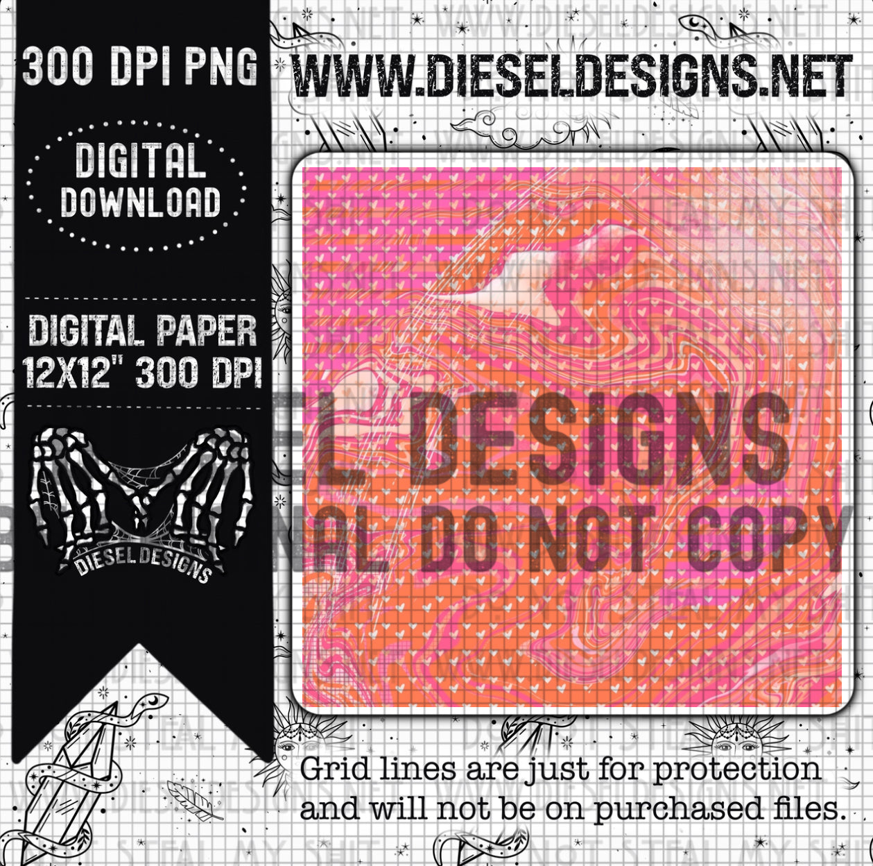 Digital Paper Marbled Orange  | 300 DPI | Transparent PNG | Clipart |
