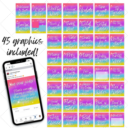 Colorful Sparkles | Engagement graphics | 46 Files