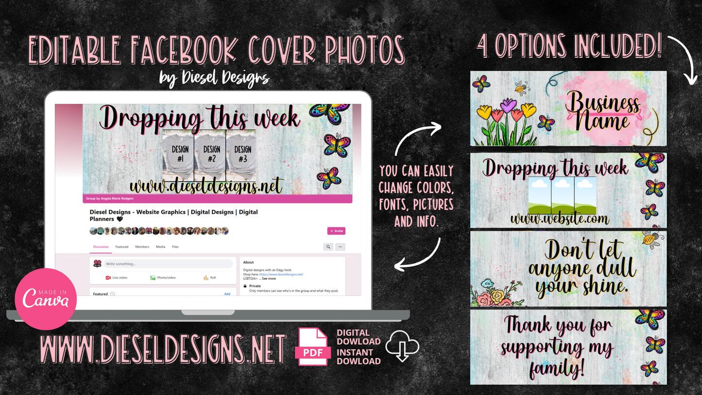 Bright Spring | Editable Facebook Cover Photos | Edit in Canva | Facebook Graphics |