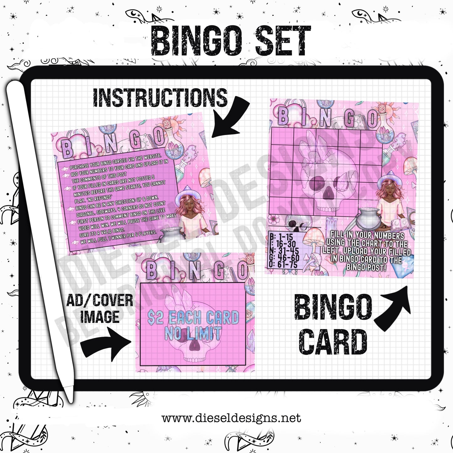 Feeling Witchy Bingo Set | 3-piece Set | Includes: Bingo Card, Instructions and an Ad/Cover Image