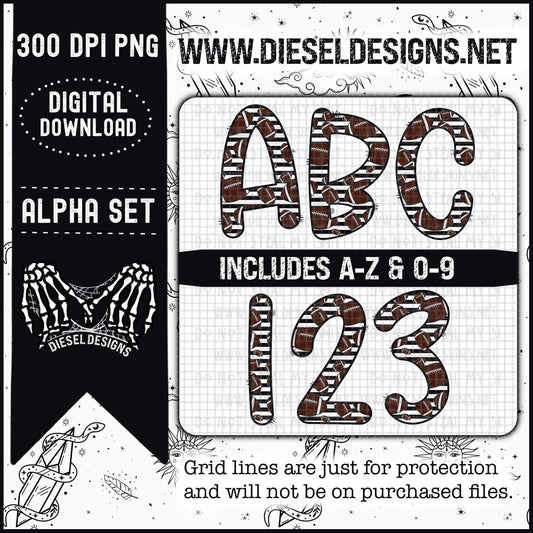 Football Alpha Set | 300 DPI | Transparent PNG | Alpha Set | A-Z & O-9 Included |