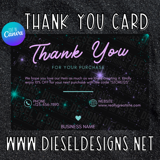 Galaxy | Thank you Card | Editable in CANVA