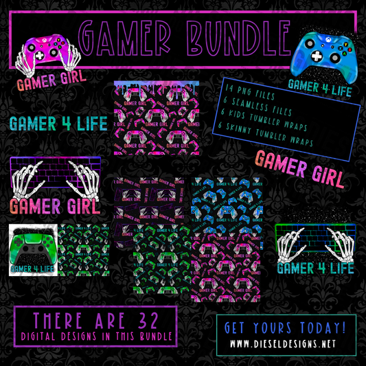 Gamer Bundle | 300 DPI | PNG | Seamless | Tumbler Wraps | Kids Wraps