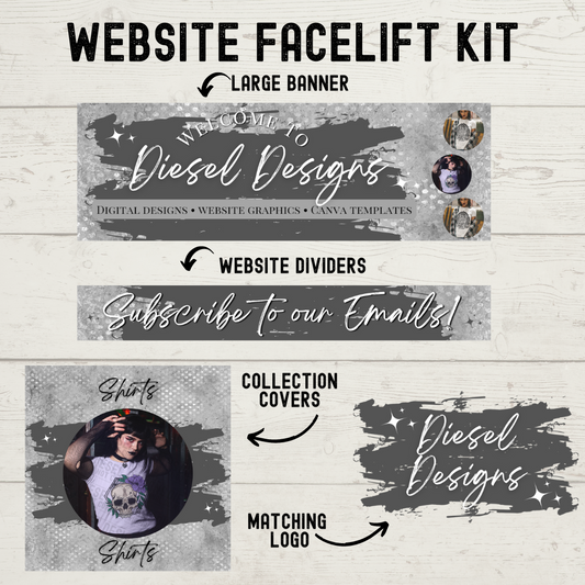 Grunge Grey | Website Kits | Editable graphics included