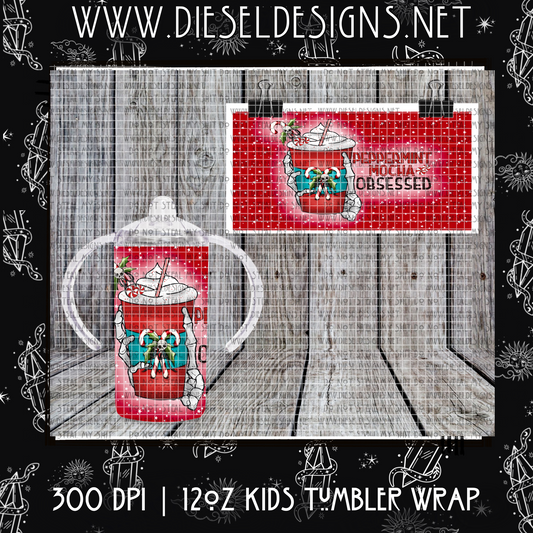 Peppermint Mocha Kids Tumbler Wrap | 300 DPI | PNG |