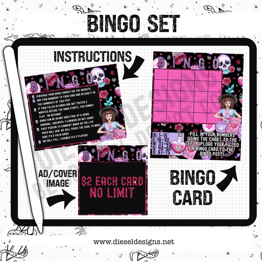 Love Potion Bingo Set | 3-piece Set | Includes: Bingo Card, Instructions and an Ad/Cover Image