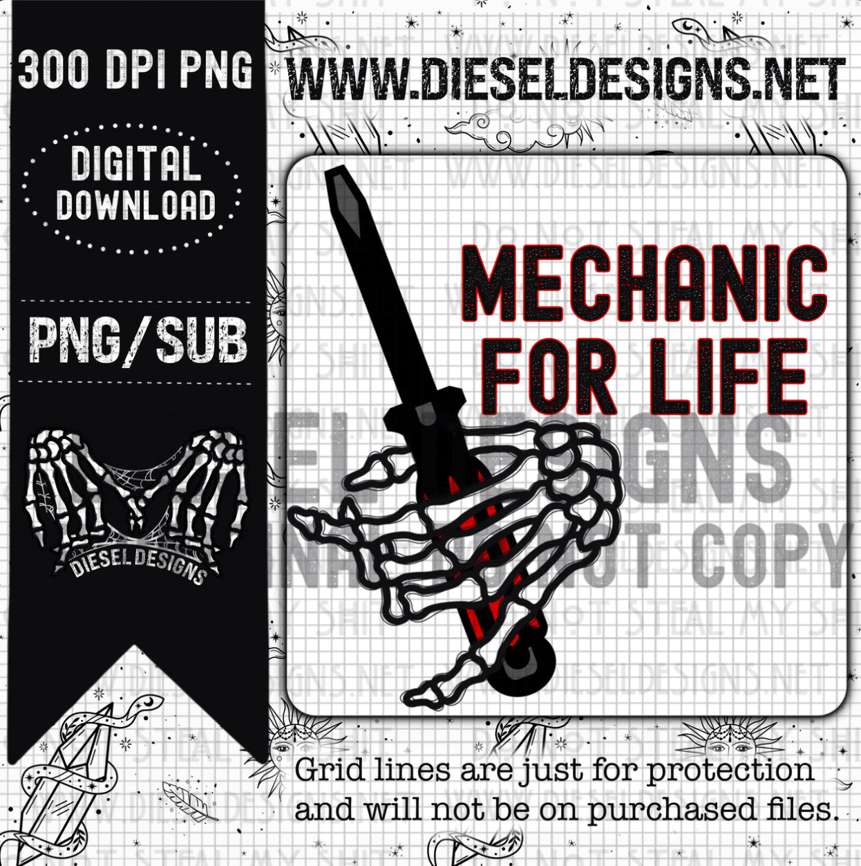 Mechanic For Life | 300 DPI | Transparent PNG