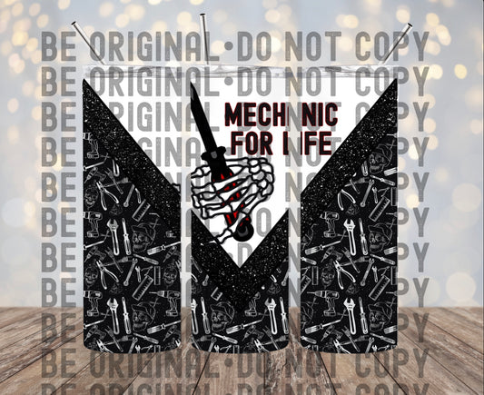 Mechanic For Life Black | 300 DPI | 20 oz Skinny Tumbler Wrap
