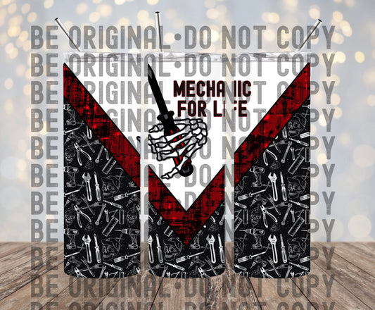 Mechanic For Life Black Red | 300 DPI | 20 oz Skinny Tumbler Wrap