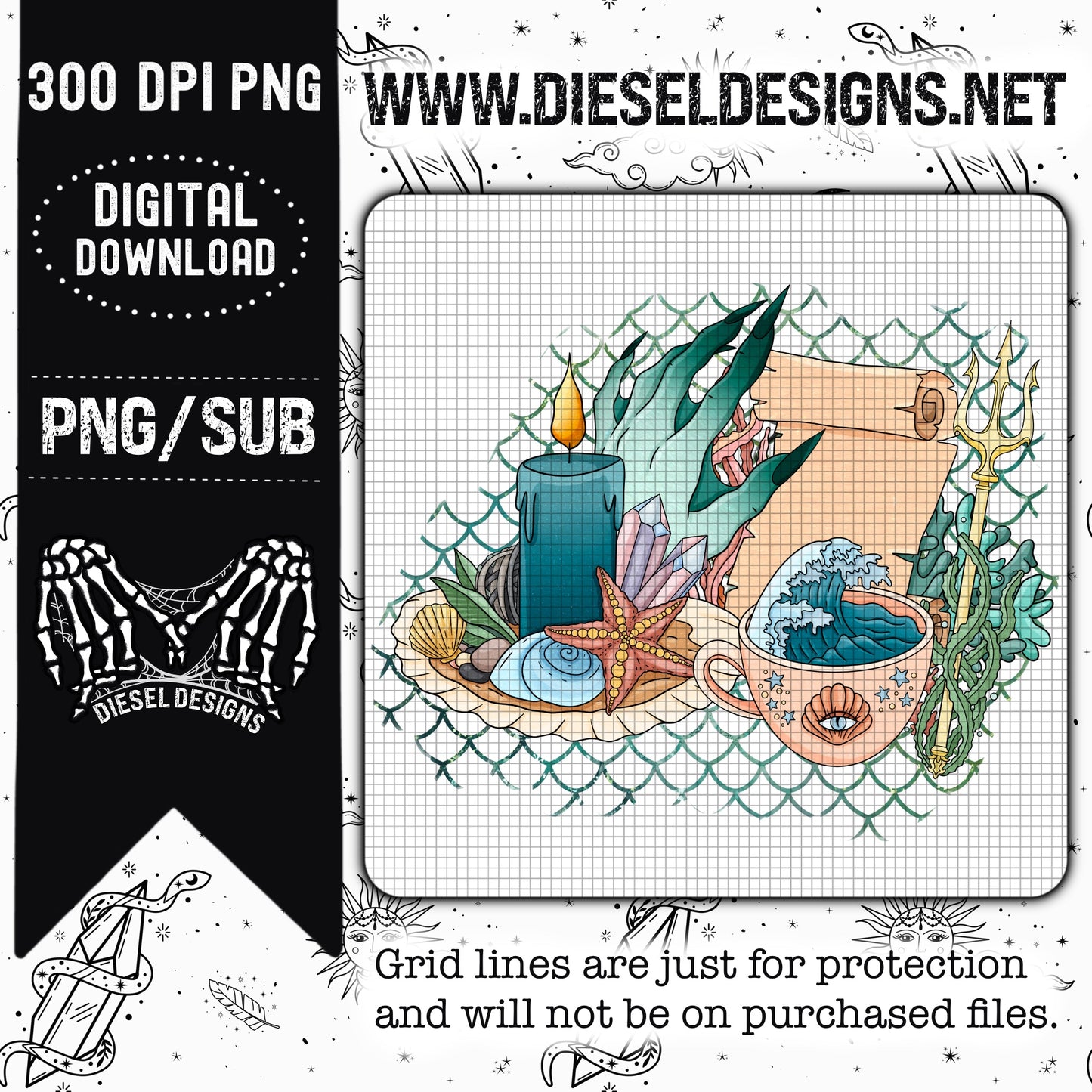 Mermaid Spells | Design | 300 DPI | PNG |