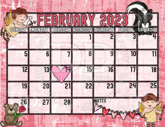 February: Cupid | Monthly Digital Planner | 300 DPI | PNG & PDF included