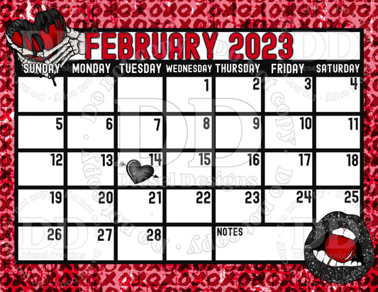 February: Love Sucks | Monthly Digital Planner | 300 DPI | PNG & PDF included