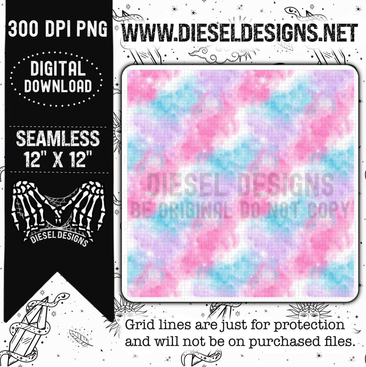 Pastel Galaxy | 300 DPI | Seamless 12"x12" | PNG File