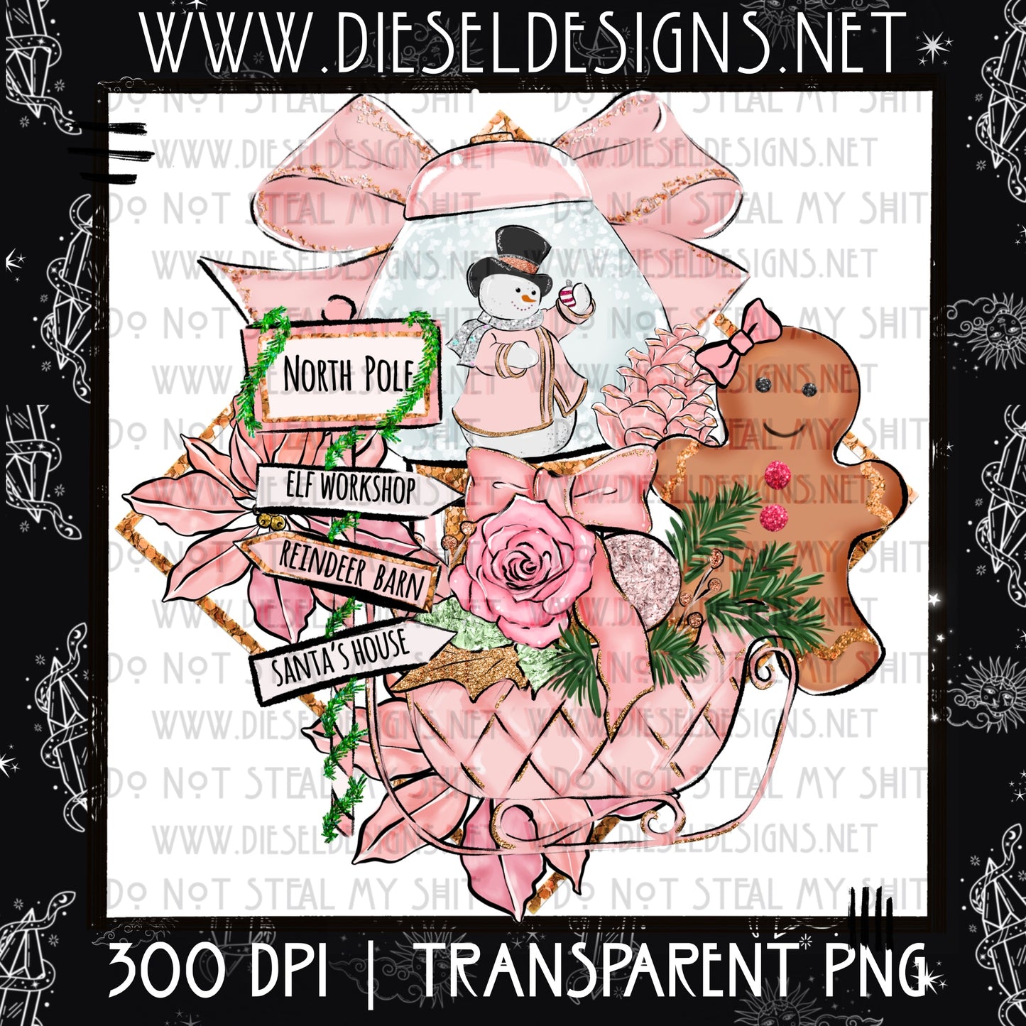 Pink Christmas PNG | 300 DPI | Transparent PNG