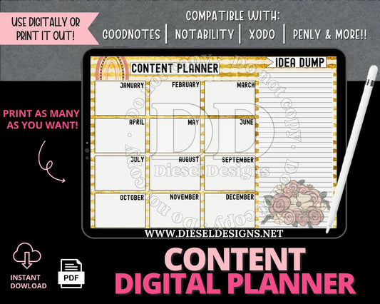 Boho | 12-month Content Planner | 300 DPI | PNG & PDF included