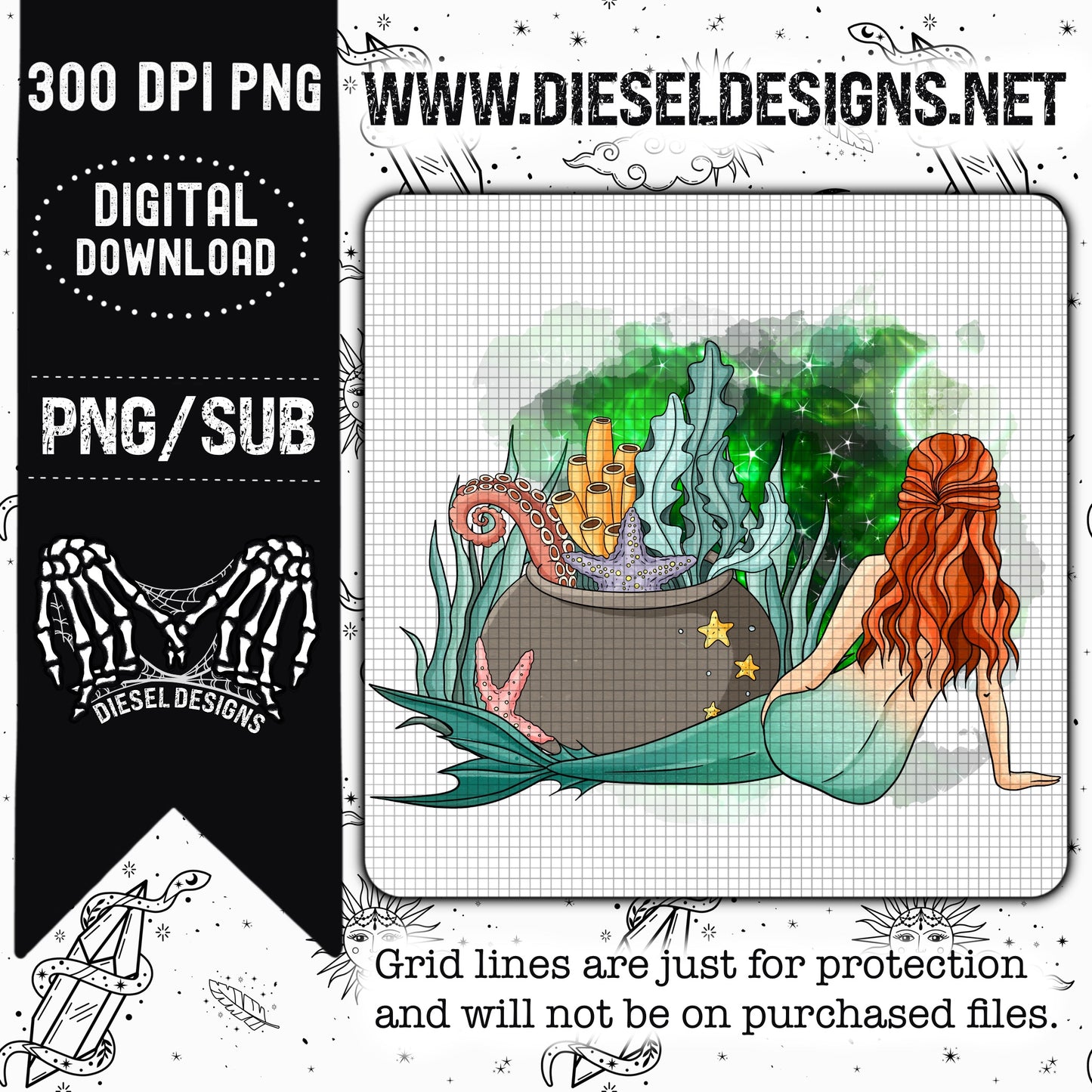Sitting Mermaid | Design | 300 DPI | PNG |