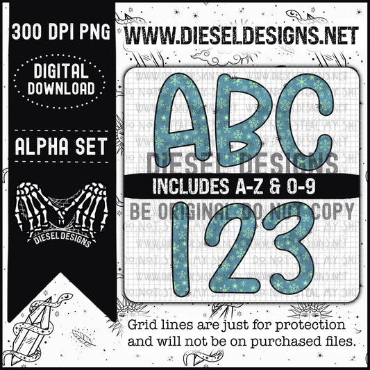 Snowflakes Alpha Set | 300 DPI | Transparent PNG | Alpha Set | A-Z & O-9 Included |