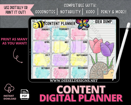 Soft Spring | 12-month Content Planner | 300 DPI | PNG & PDF included