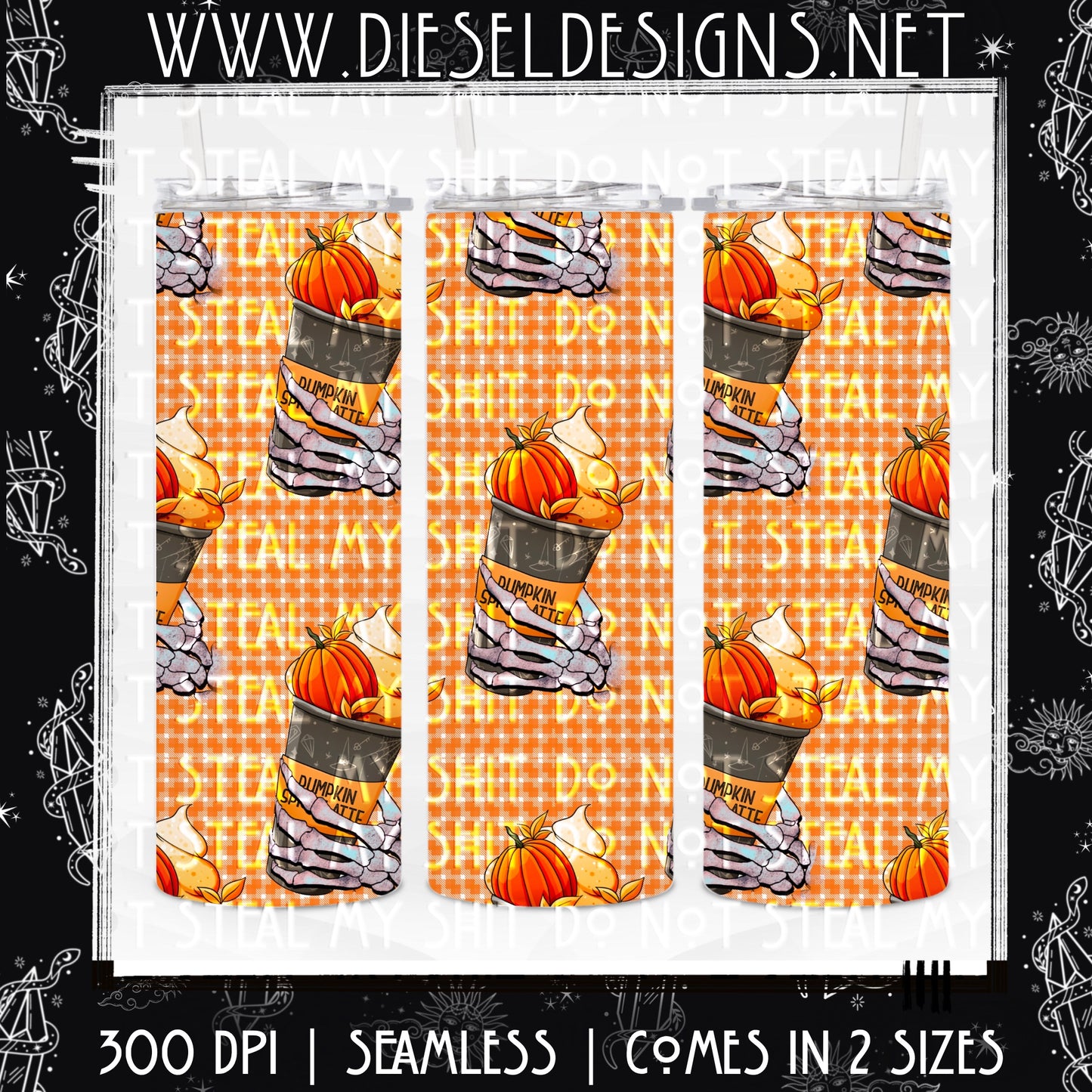 Pumpkin Spice Latte Tumbler Wrap | 300 DPI | PNG