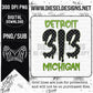 313 Detroit | 300 DPI | Transparent PNG