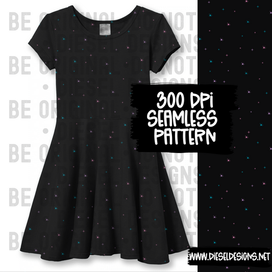 Black Galaxy Stars Seamless   | 300 DPI | 12" x 12" | Seamless File