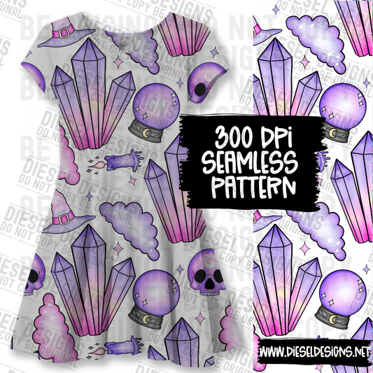 Crystals & Skulls  | 300 DPI | 12" x 12" | Seamless File