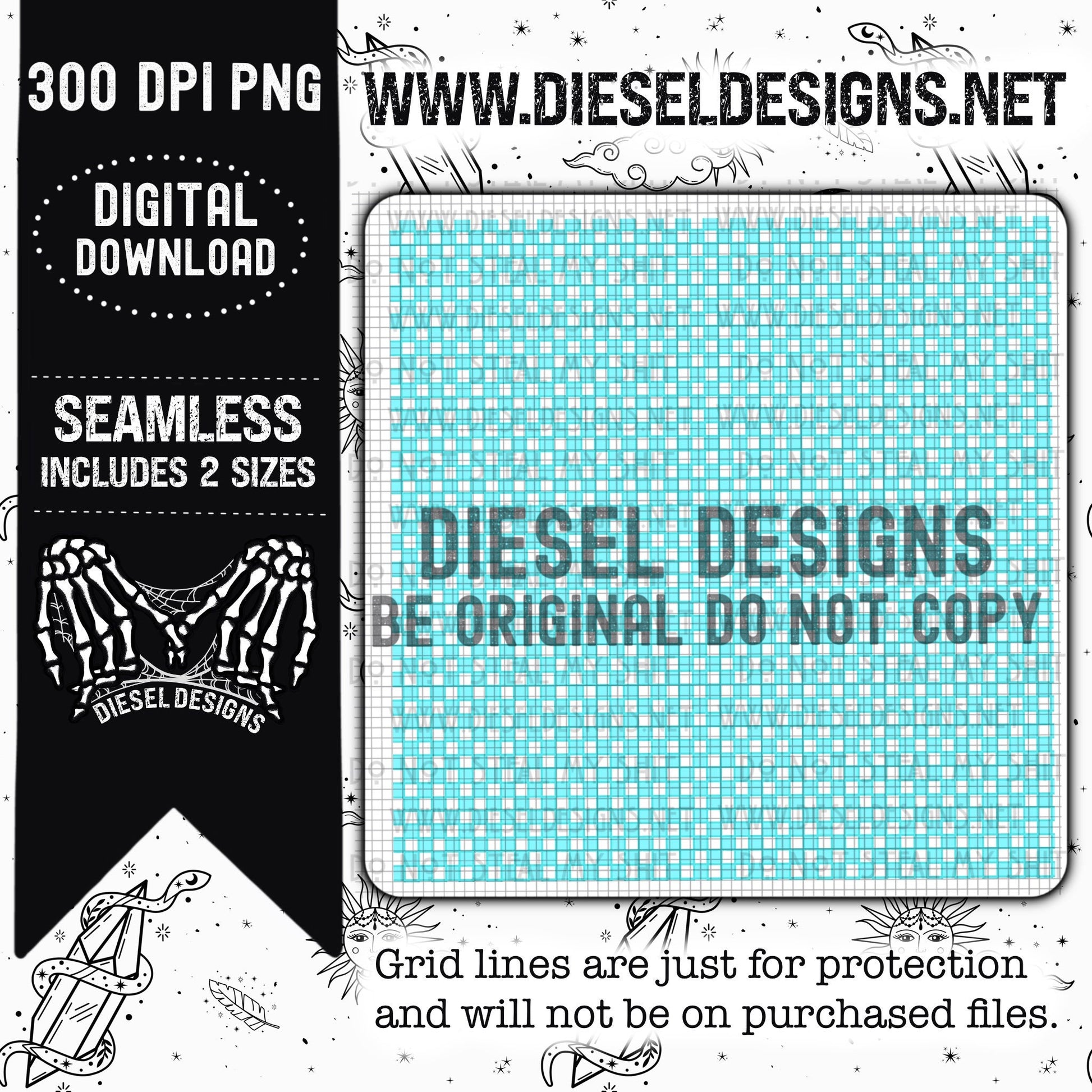 Aqua Checkers | 300 DPI | Seamless 12"x12" | 2 sizes Included