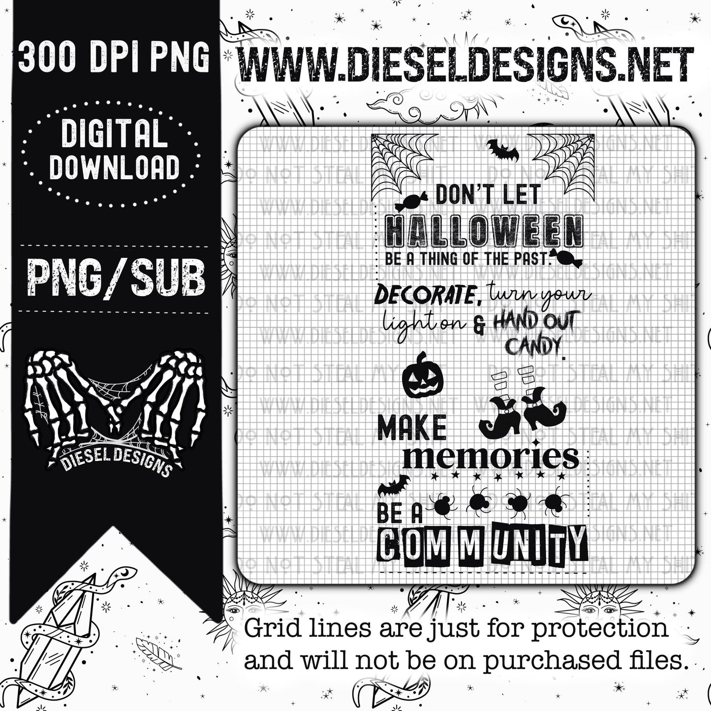 Halloween Sign BW | 300 DPI | Transparent PNG |
