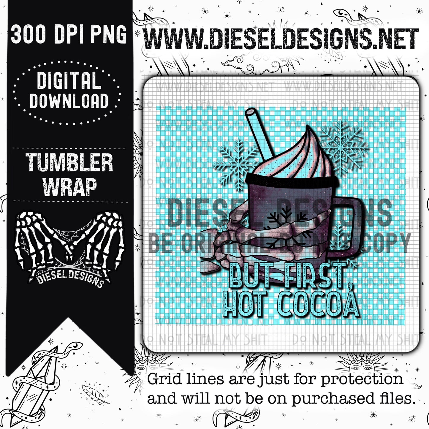 Hot Cocoa Checkered Tumbler Wrap | 300 DPI | 20 oz Skinny Tumbler Wrap | PNG