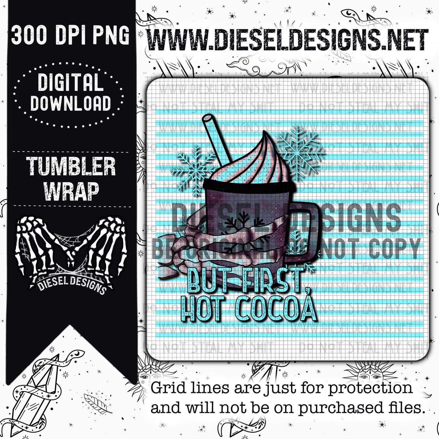Hot Cocoa Stripes Tumbler Wrap | 300 DPI | 20 oz Skinny Tumbler Wrap | PNG
