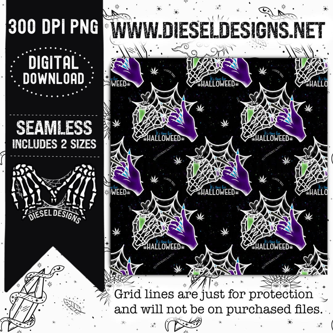 Black Halloweed Seamless | 300 DPI | Seamless 12"x12" | 2 sizes Included