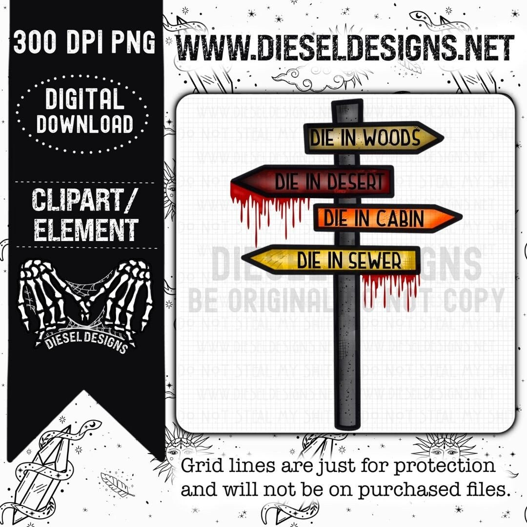 Horror Sign | 300 DPI | Transparent PNG | Clipart | β Diesel Designs