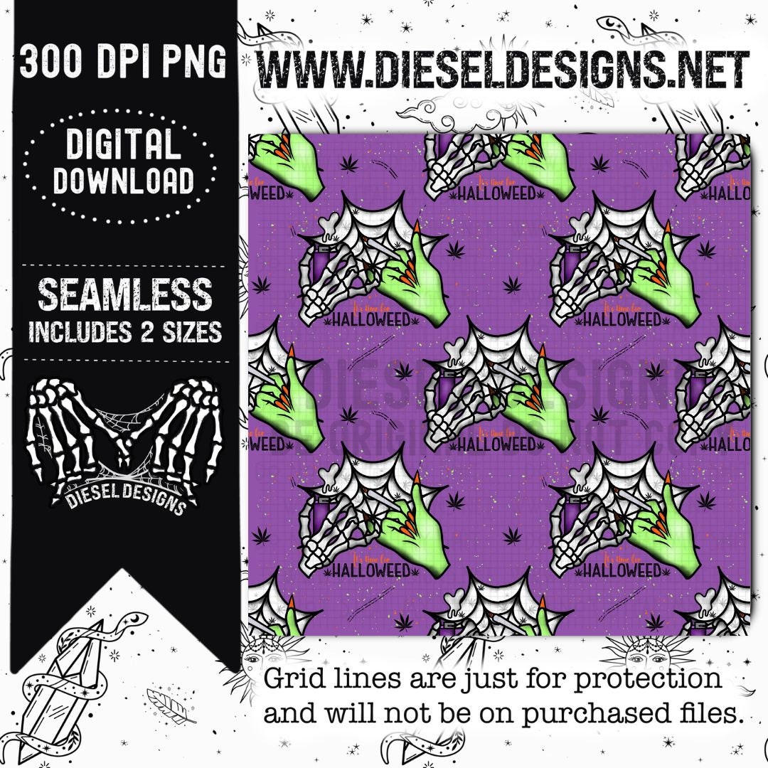 Purple Halloweed Seamless | 300 DPI | Seamless 12"x12" | 2 sizes Included