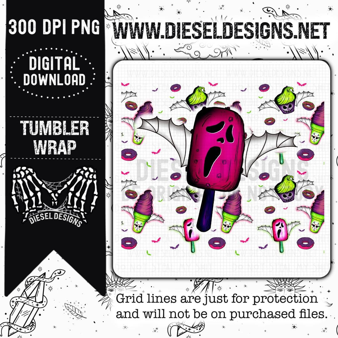 Flying Ice- Cream Tumbler Wrap | 300 DPI | 20 oz Skinny Tumbler Wrap | PNG