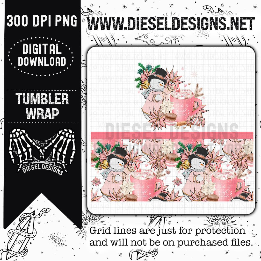 Pink Christmas Tumbler Wrap | 300 DPI | 20 oz Skinny Tumbler Wrap | PNG
