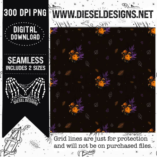 Purple Orange & Black Seamless | 300 DPI | Seamless 12"x12" | 2 sizes Included