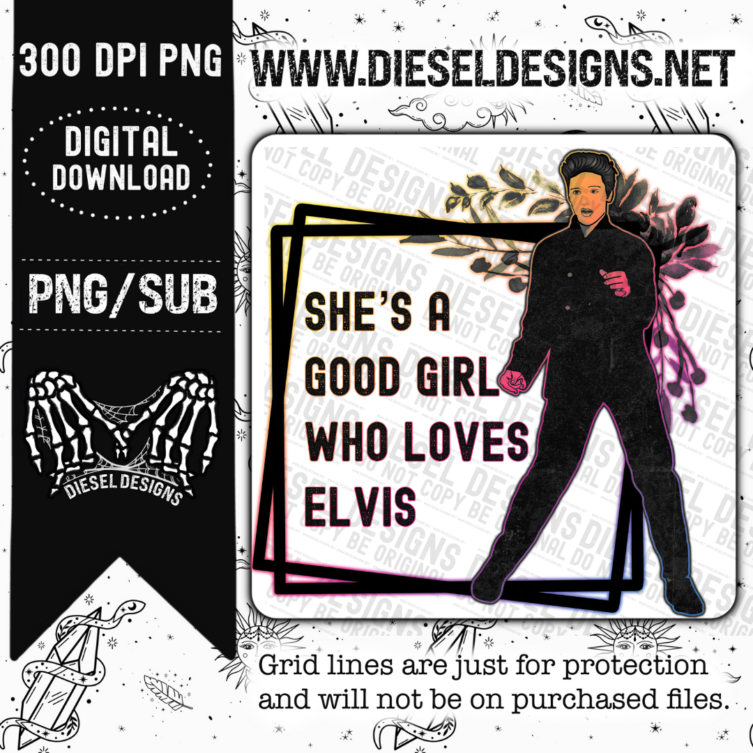 Loves Elvis Color | 300 DPI | Transparent PNG