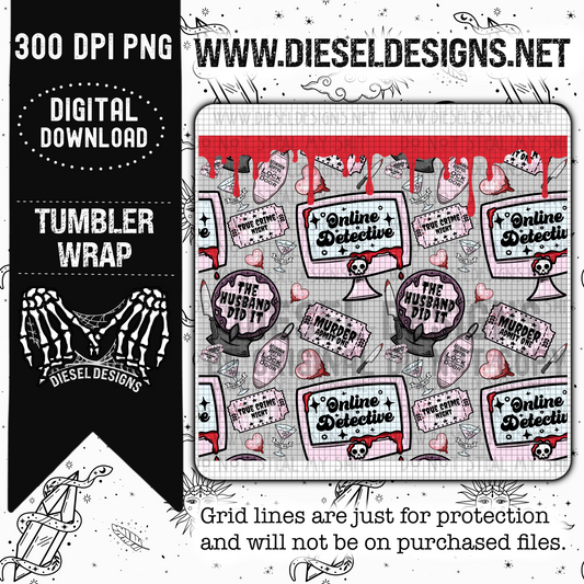 Online Detective Tumbler | 300 DPI | 20 oz Skinny Tumbler Wrap