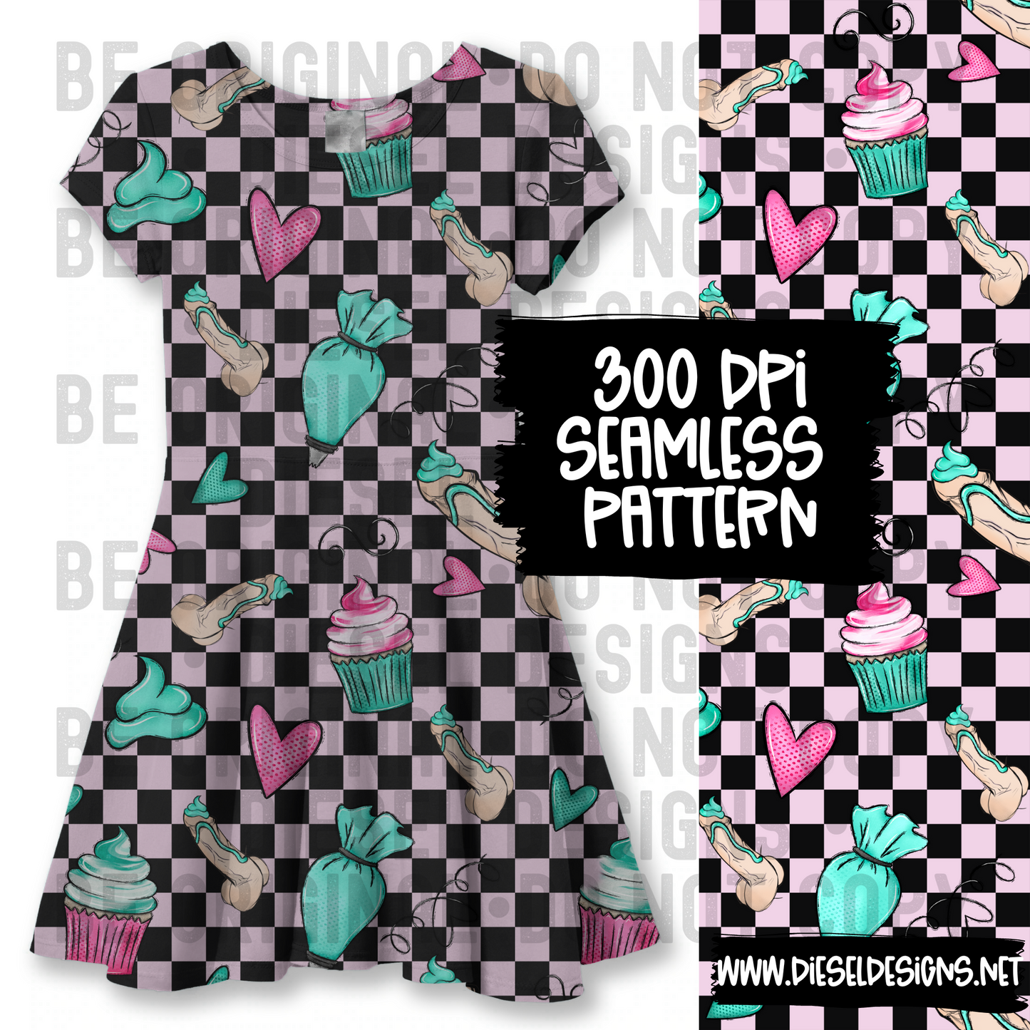 Pink Checkered  | 300 DPI | 12" x 12" | Seamless File